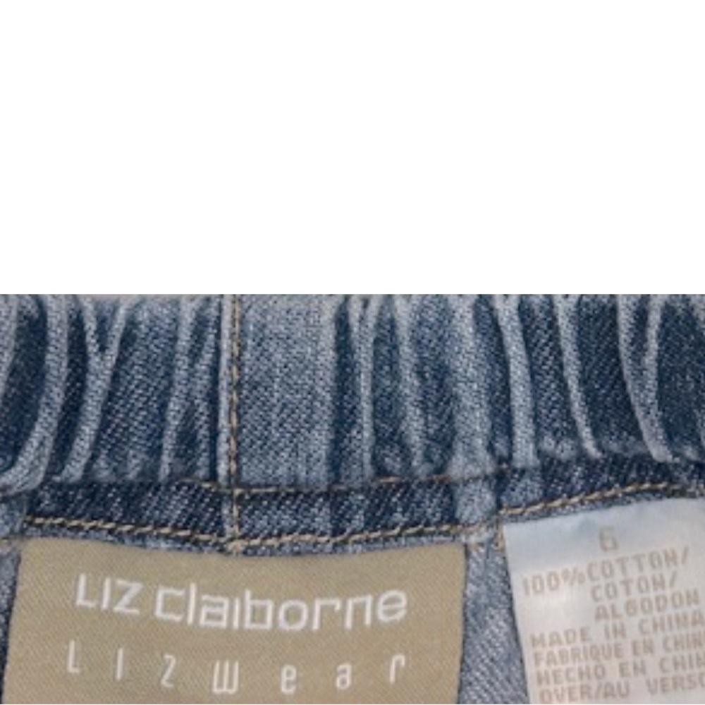 Vintage Liz Claiborne 100% Cotton Denim Tie Waist Straight Leg Pants | Size 6 - Picture 3 of 3